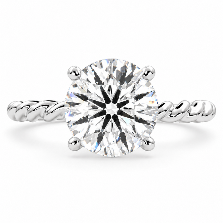 Renata 3 Carat Round Cut Solitaire Rope Engagement Ring