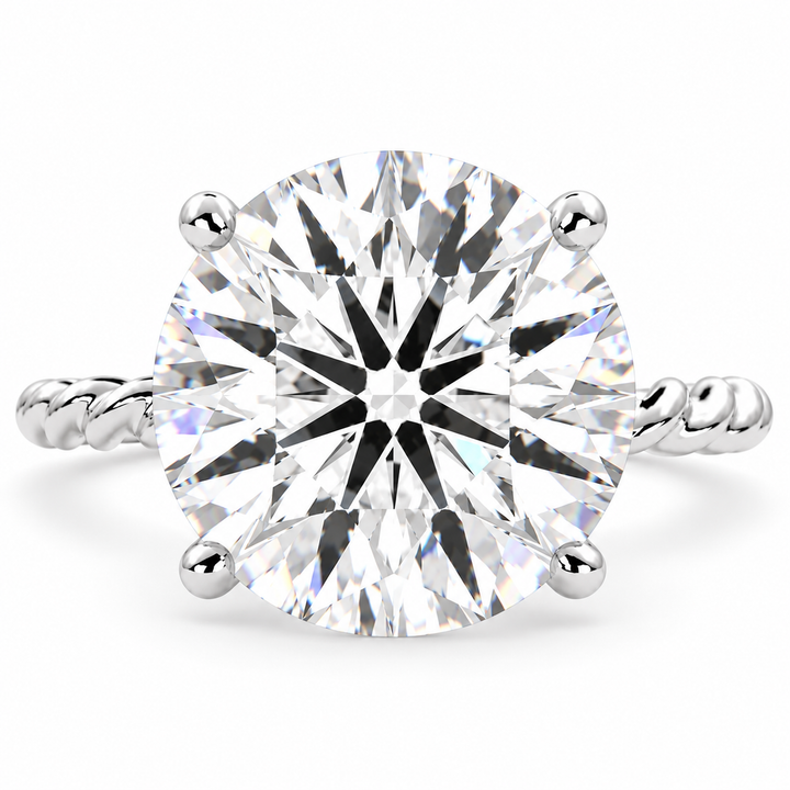 Renata 7 Carat Round Cut Solitaire Rope Engagement Ring