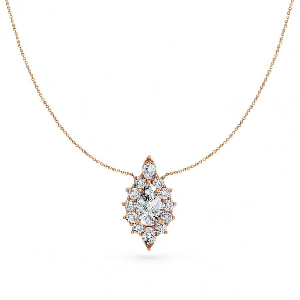 6.8 Ct Pear Round Cut Diamond Pendant Necklace VS1 D-F White Gold 14k