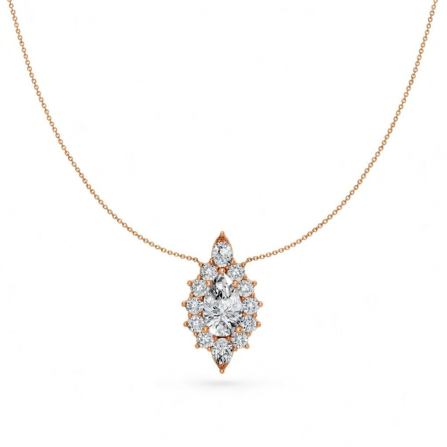 6.8 Ct Pear Round Cut Diamond Pendant Necklace VS1 D-F White Gold 14k