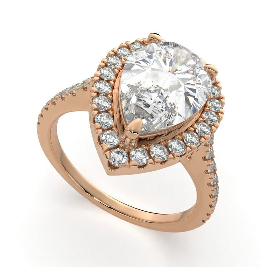 Isadora 3.4 Carat Pear Cut Halo Pave Engagement Ring