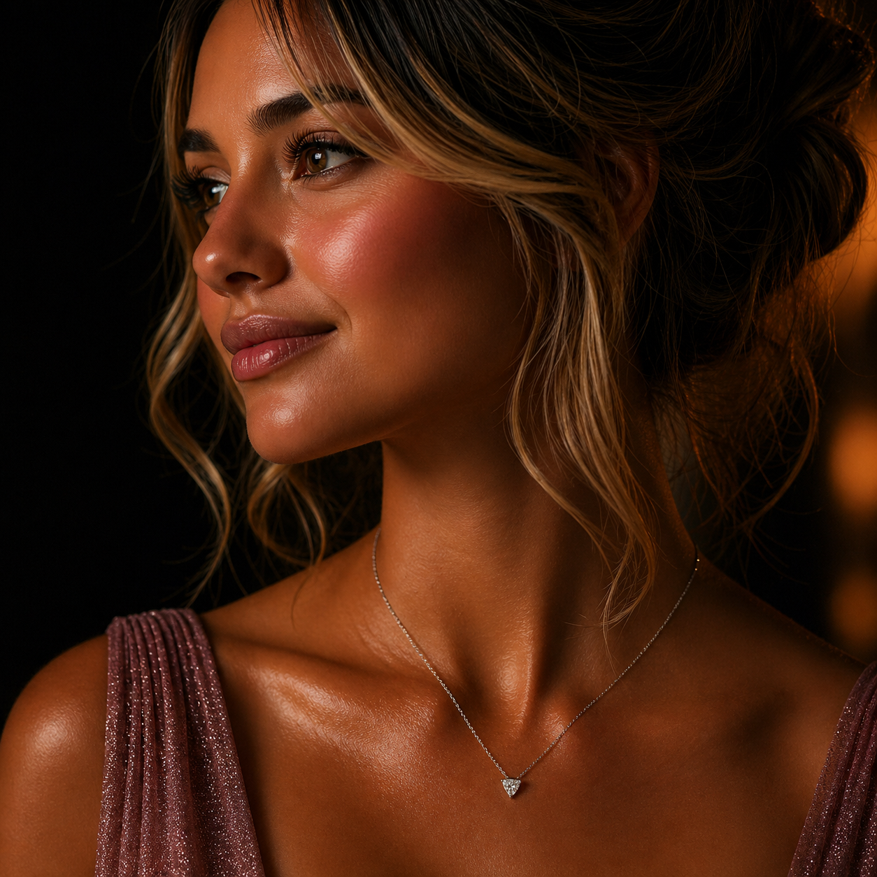 1.00 CTW Näas Ethereal Trillion Lab-Grown Diamond Solitaire Pendant with Adjustable Chain (D–F / VS1–VS2)