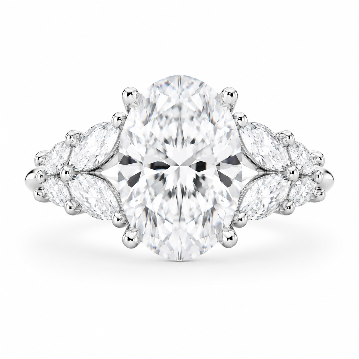 2.50 CT Oval Lab-Grown Diamond Hidden Halo Engagement Ring in 14K White Gold – Vintage Bridal Design