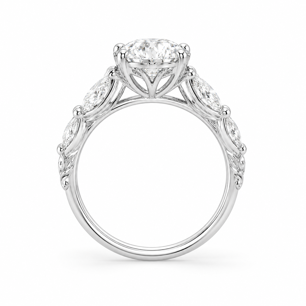 2.50 CT Oval Lab-Grown Diamond Hidden Halo Engagement Ring in 14K White Gold – Vintage Bridal Design