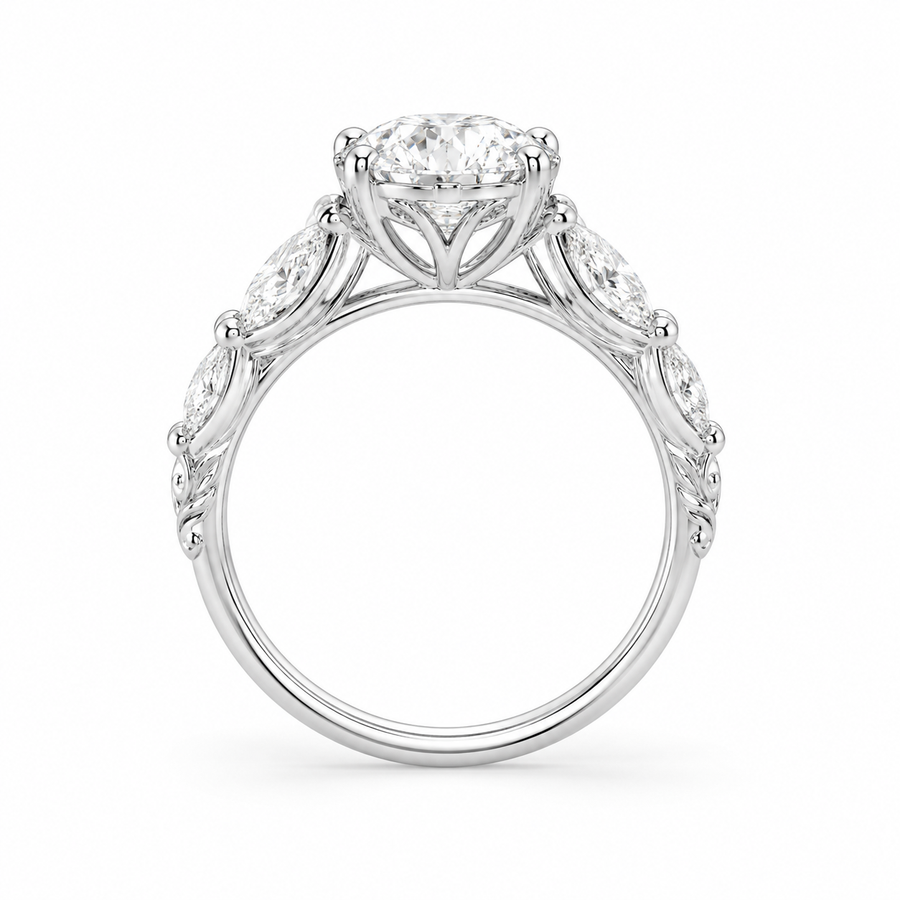 2.50 CT Oval Lab-Grown Diamond Hidden Halo Engagement Ring in 14K White Gold – Vintage Bridal Design