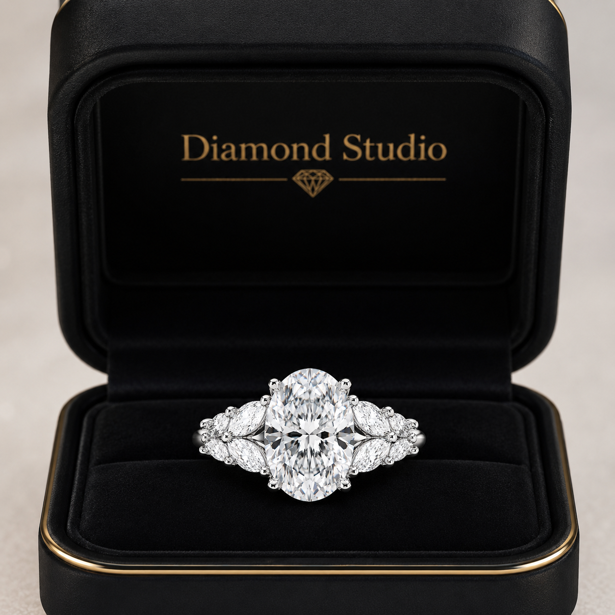2.50 CT Oval Lab-Grown Diamond Hidden Halo Engagement Ring in 14K White Gold – Vintage Bridal Design