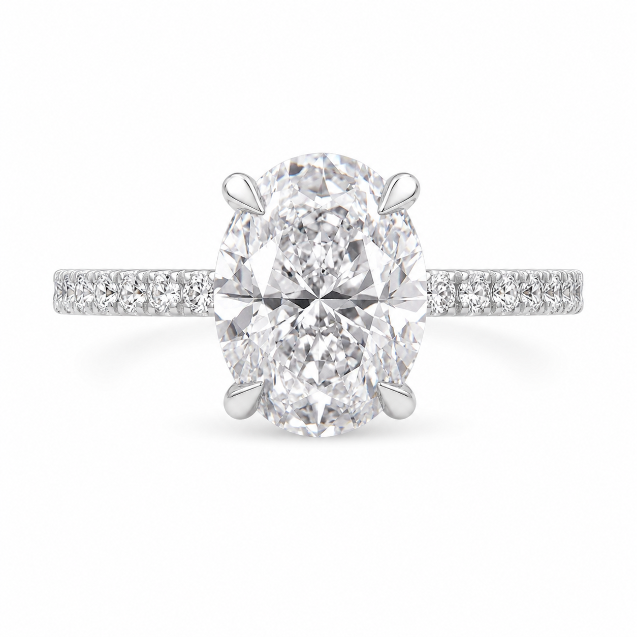 3.00 CT Oval Lab-Grown Diamond Hidden Halo Engagement Ring in 14K White Gold – IGI Certified Bridal Design