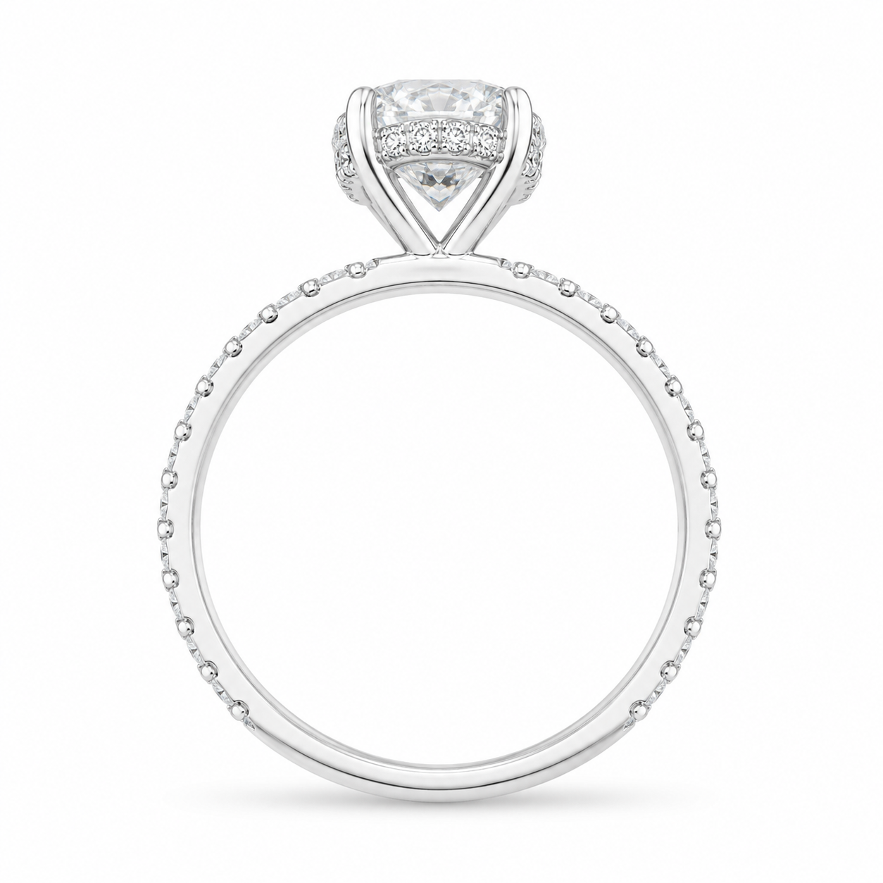 3.00 CT Oval Lab-Grown Diamond Hidden Halo Engagement Ring in 14K White Gold – IGI Certified Bridal Design