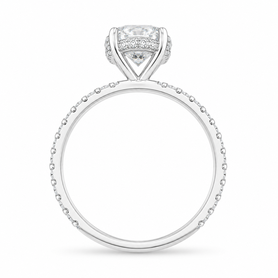 3.00 CT Oval Lab-Grown Diamond Hidden Halo Engagement Ring in 14K White Gold – IGI Certified Bridal Design