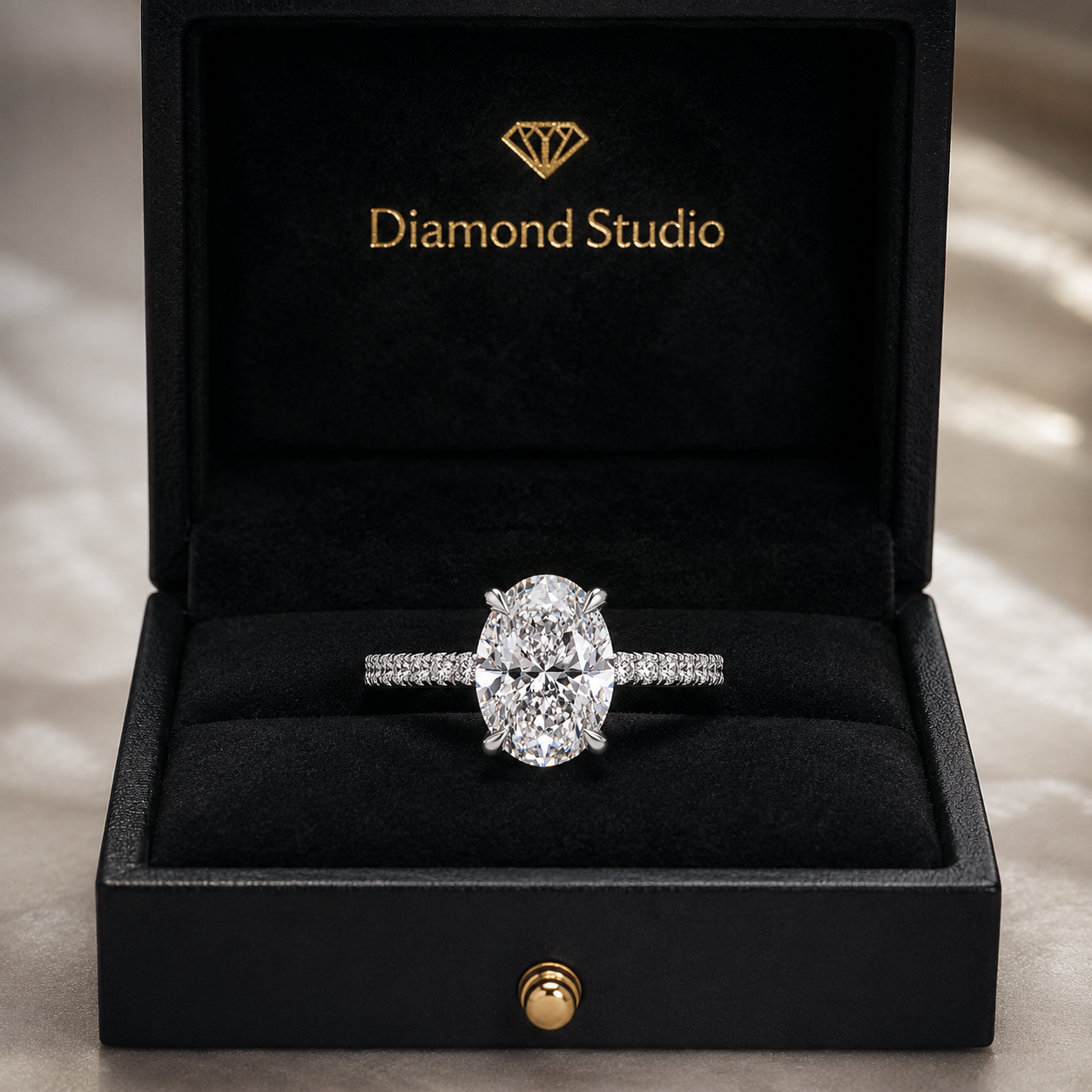 3.00 CT Oval Lab-Grown Diamond Hidden Halo Engagement Ring in 14K White Gold – IGI Certified Bridal Design