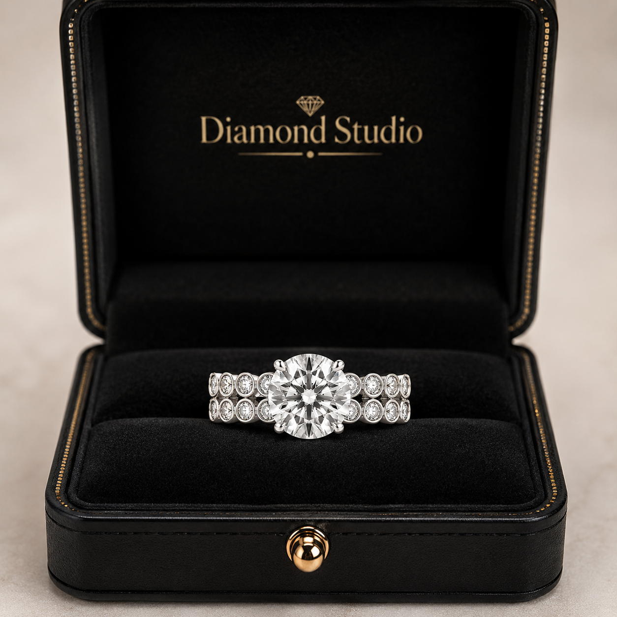 2.50 CT Round Lab-Grown Diamond 2PCS Art Deco Bridal Set in 14K White Gold – Matching Wedding Band Engagement Ring Design
