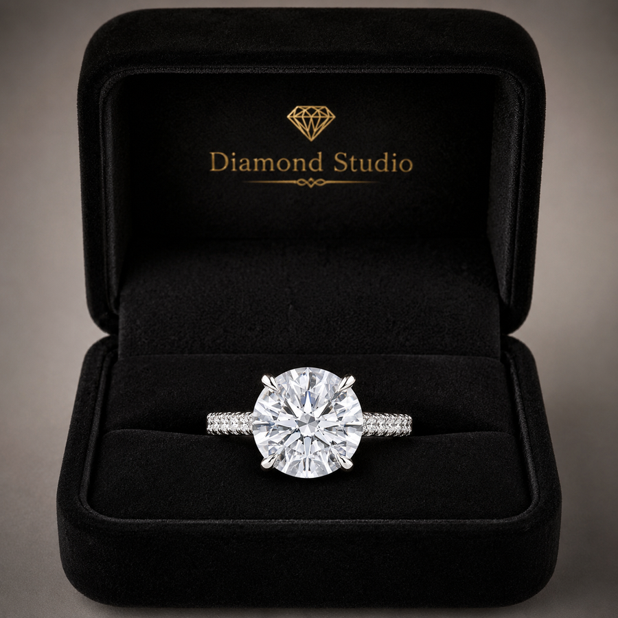 2.00 CT Round Lab-Grown Diamond Hidden Halo Engagement Ring in 14K White Gold – IGI Certified Solitaire Design