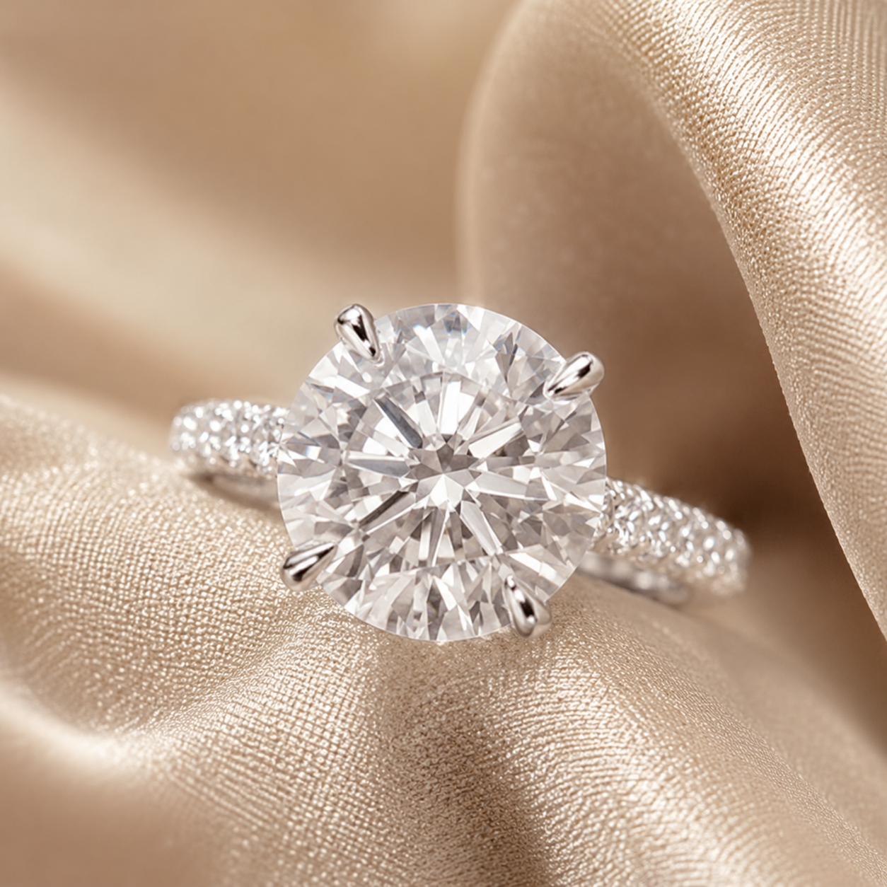 2.00 CT Round Lab-Grown Diamond Hidden Halo Engagement Ring in 14K White Gold – IGI Certified Solitaire Design