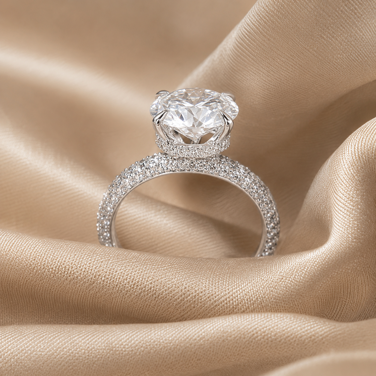 2.00 CT Round Lab-Grown Diamond Hidden Halo Engagement Ring in 14K White Gold – IGI Certified Solitaire Design