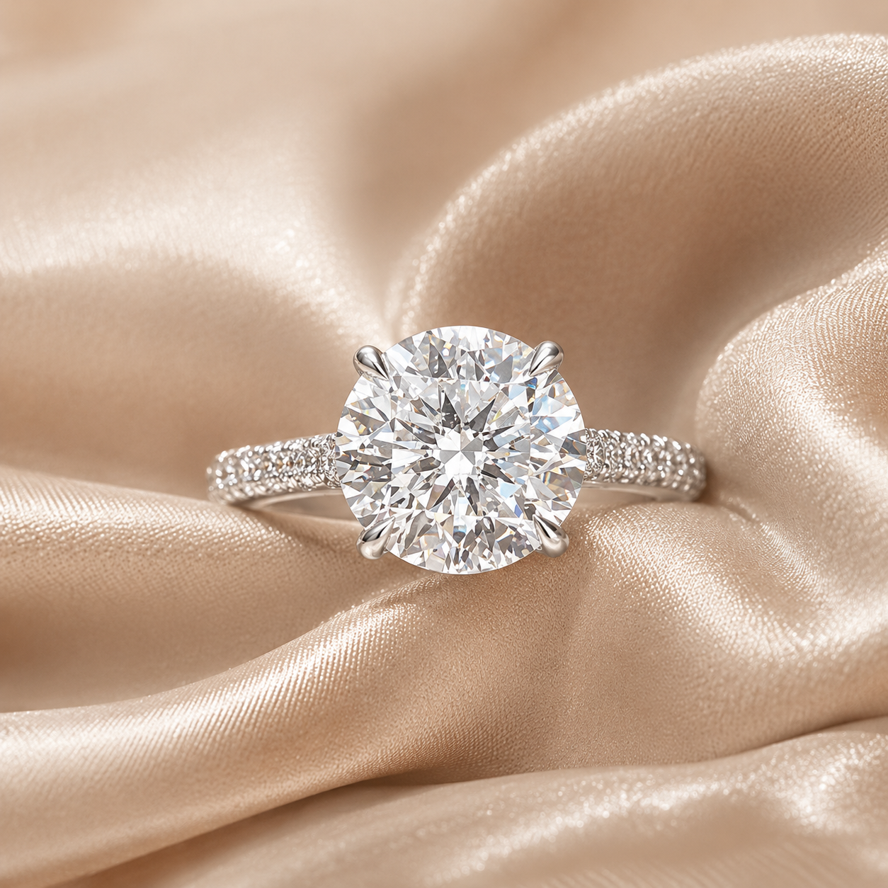 2.00 CT Round Lab-Grown Diamond Hidden Halo Engagement Ring in 14K White Gold – IGI Certified Solitaire Design