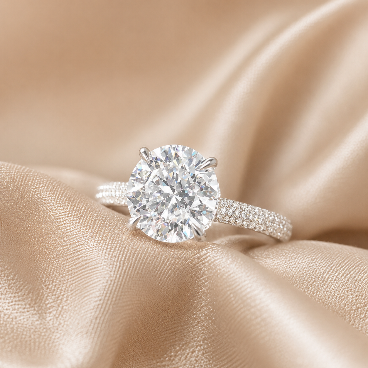 2.00 CT Round Lab-Grown Diamond Hidden Halo Engagement Ring in 14K White Gold – IGI Certified Solitaire Design