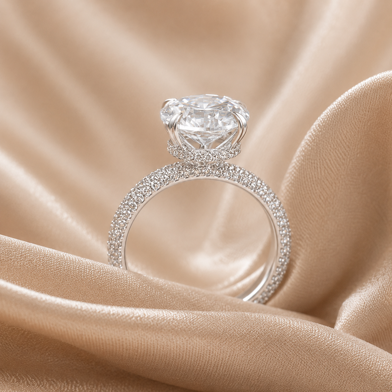 2.00 CT Round Lab-Grown Diamond Hidden Halo Engagement Ring in 14K White Gold – IGI Certified Solitaire Design