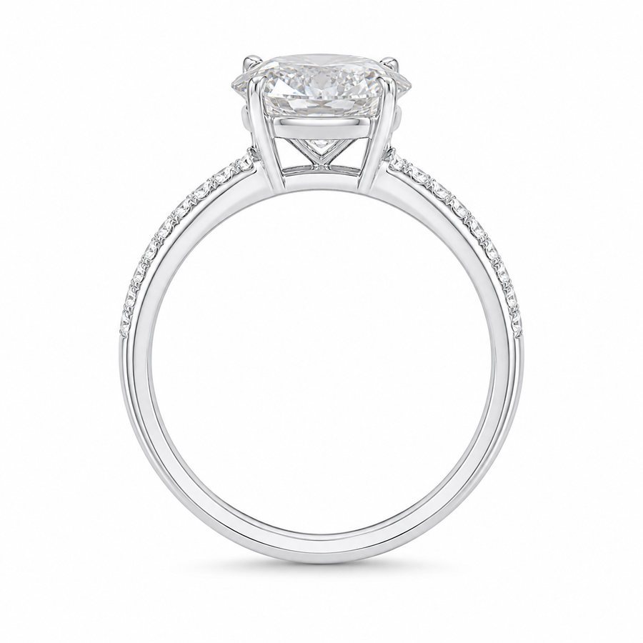 3.00 CT Pear Lab-Grown Diamond Hidden Halo Engagement Ring in 14K White Gold – Anniversary Solitaire Design