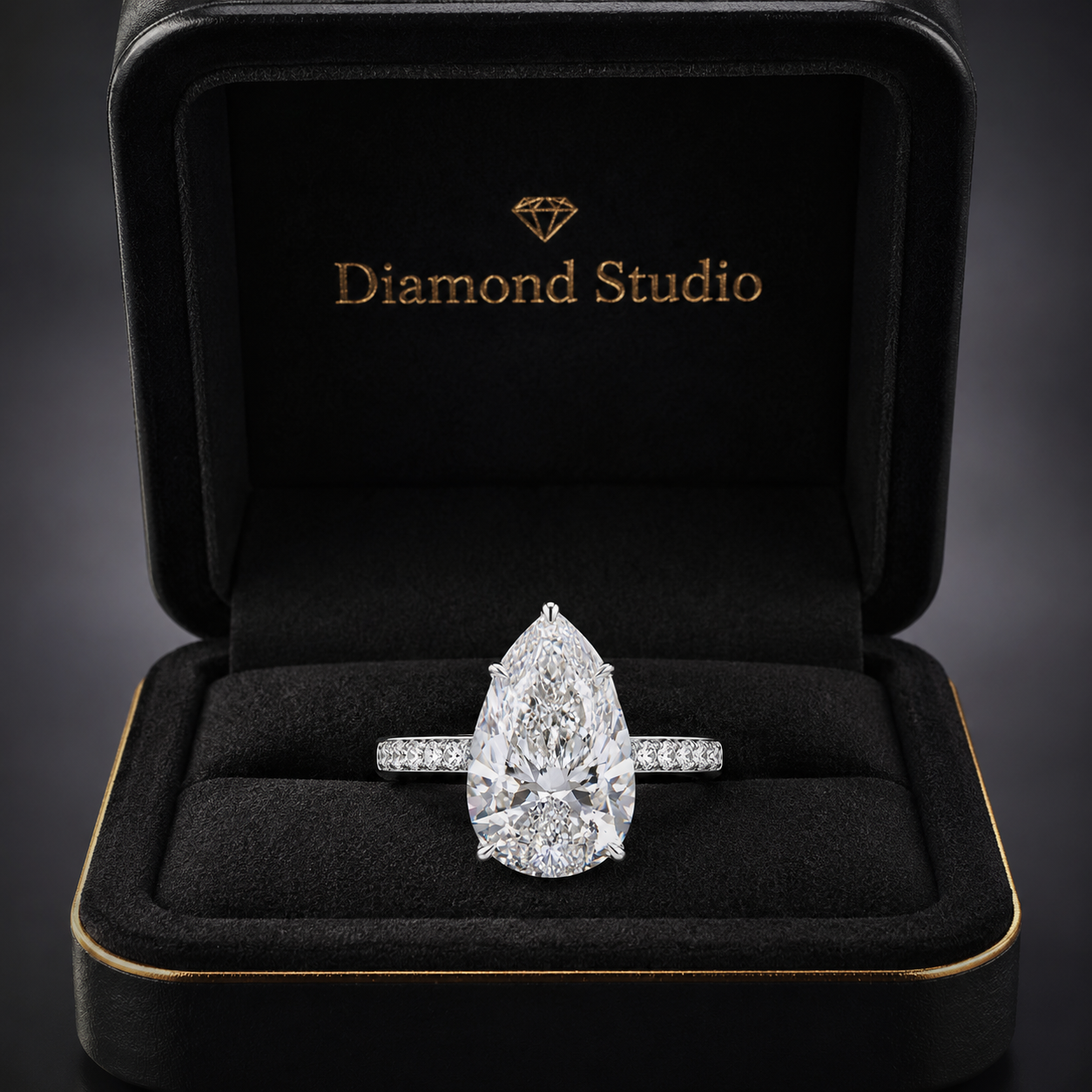 3.00 CT Pear Lab-Grown Diamond Hidden Halo Engagement Ring in 14K White Gold – Anniversary Solitaire Design