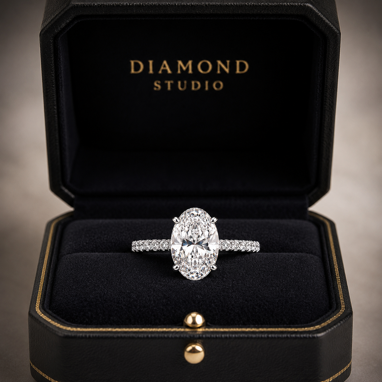 4.00 CT Oval Lab-Grown Diamond Hidden Halo Engagement Ring in 14K White Gold – Cathedral Setting | IGI Certified