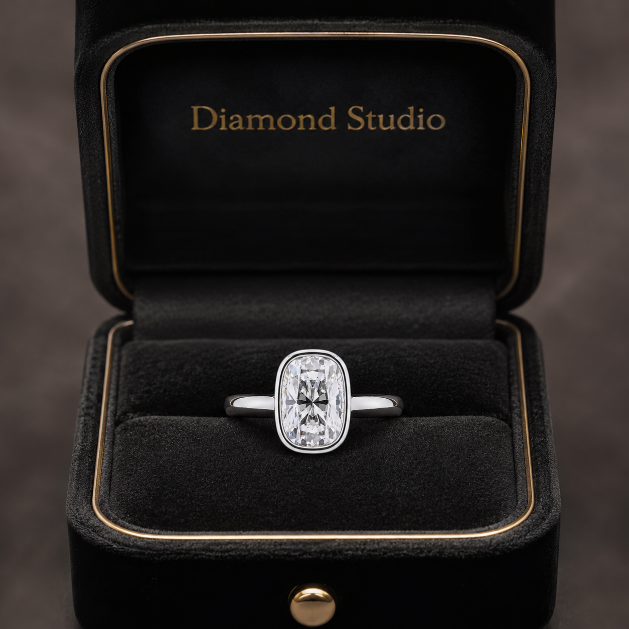 2.50 CT Elongated Cushion Cut Lab-Grown Diamond Hidden Halo Engagement Ring in 14K White Gold – Bridge Accent Cathedral Design