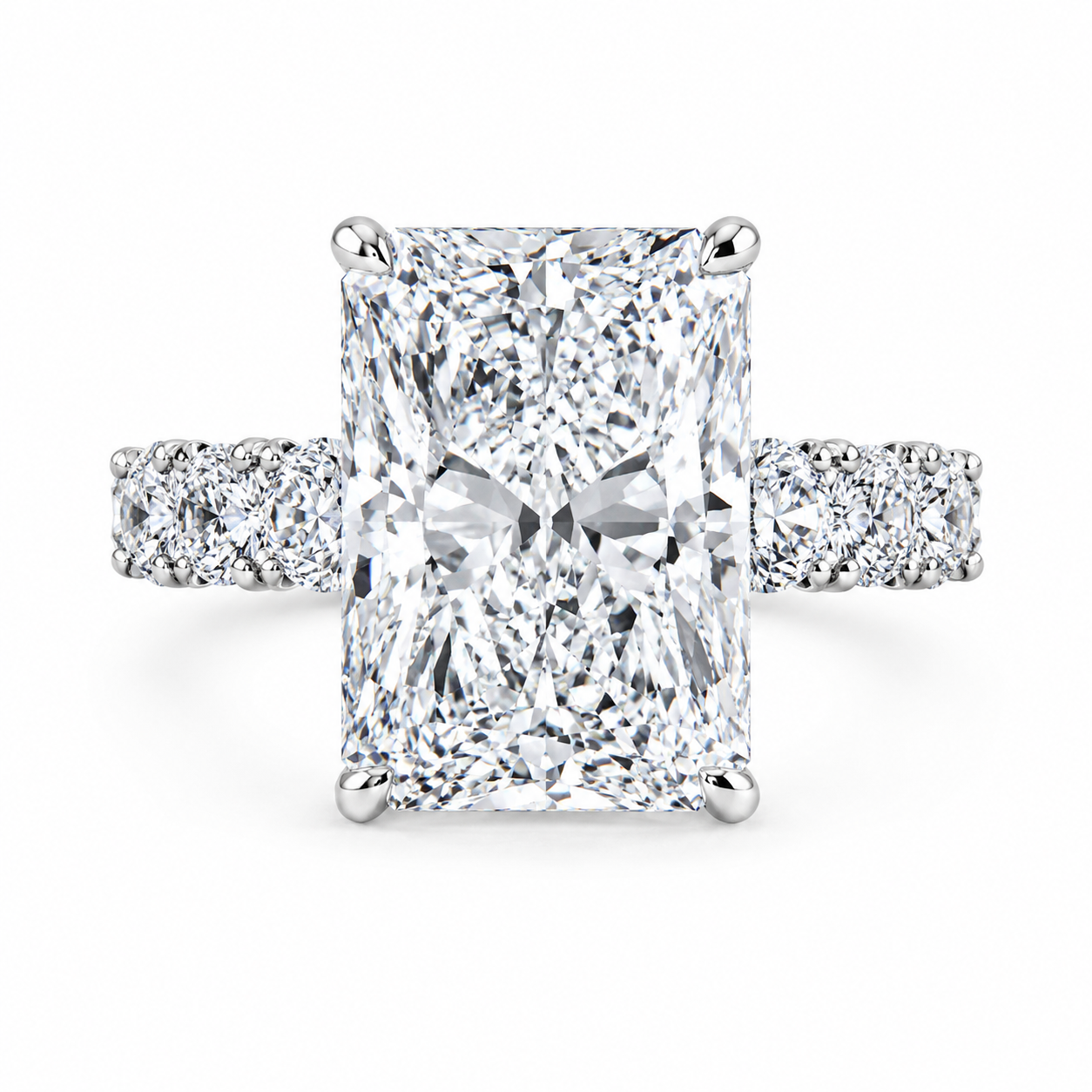 4.00 CT Radiant Cut Lab-Grown Diamond Hidden Halo Engagement Ring in 14K White Gold â€“ Statement Bridal Design from Diamond Studio