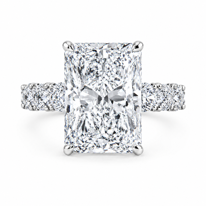 4.00 CT Radiant Cut Lab-Grown Diamond Hidden Halo Engagement Ring in 14K White Gold â€“ Statement Bridal Design from Diamond Studio