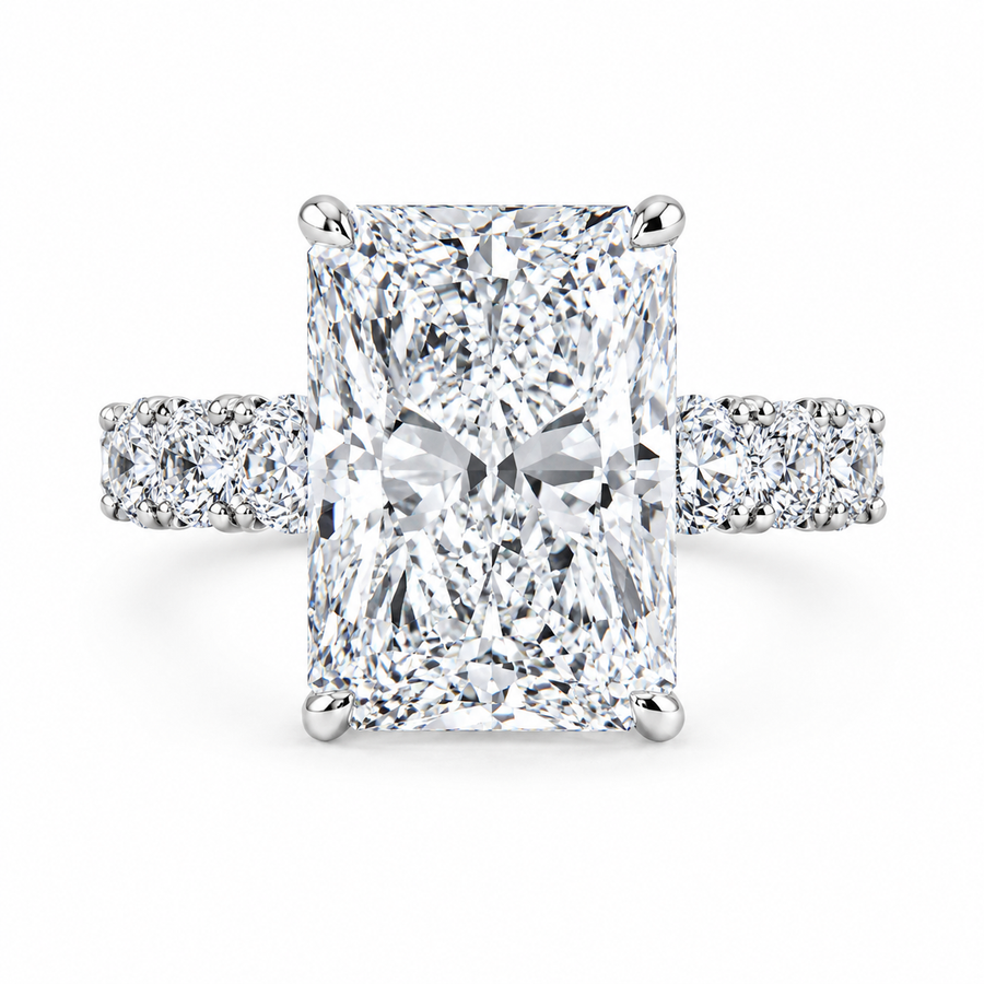 4.00 CT Radiant Cut Lab-Grown Diamond Hidden Halo Engagement Ring in 14K White Gold – Statement Bridal Design
