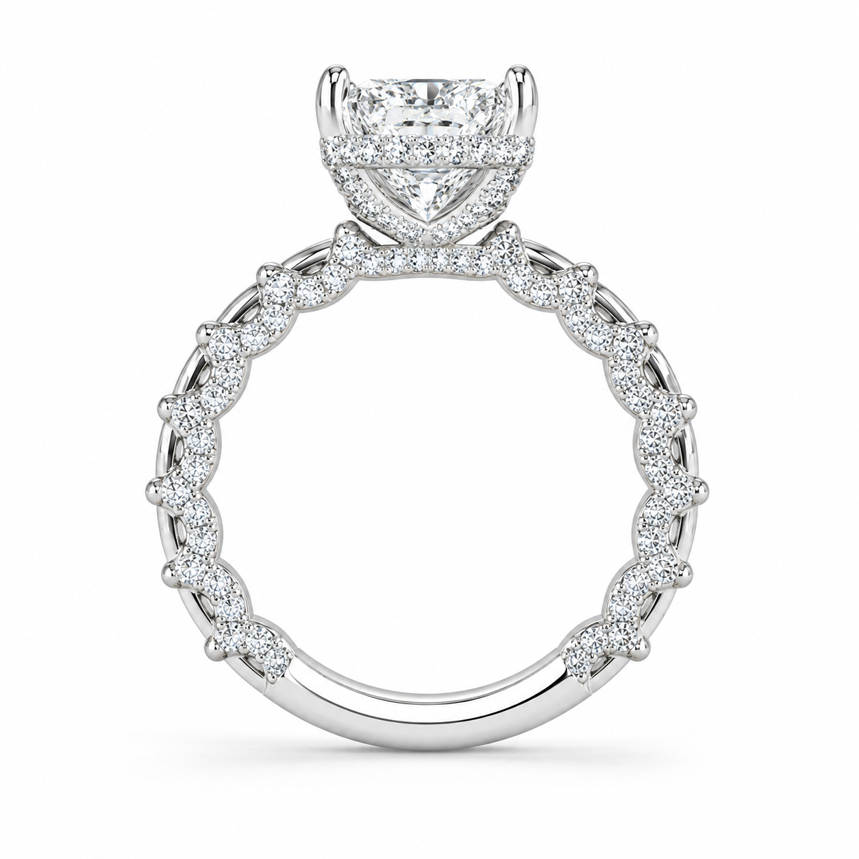 4.00 CT Radiant Cut Lab-Grown Diamond Hidden Halo Engagement Ring in 14K White Gold – Statement Bridal Design