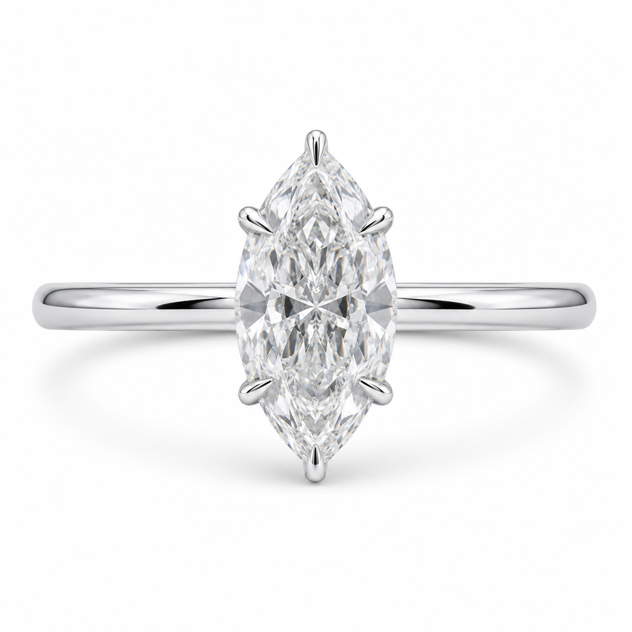 2.00 CT Marquise Cut Lab-Grown Diamond Hidden Halo Engagement Ring in 14K Yellow Gold – Solitaire Bridal Design