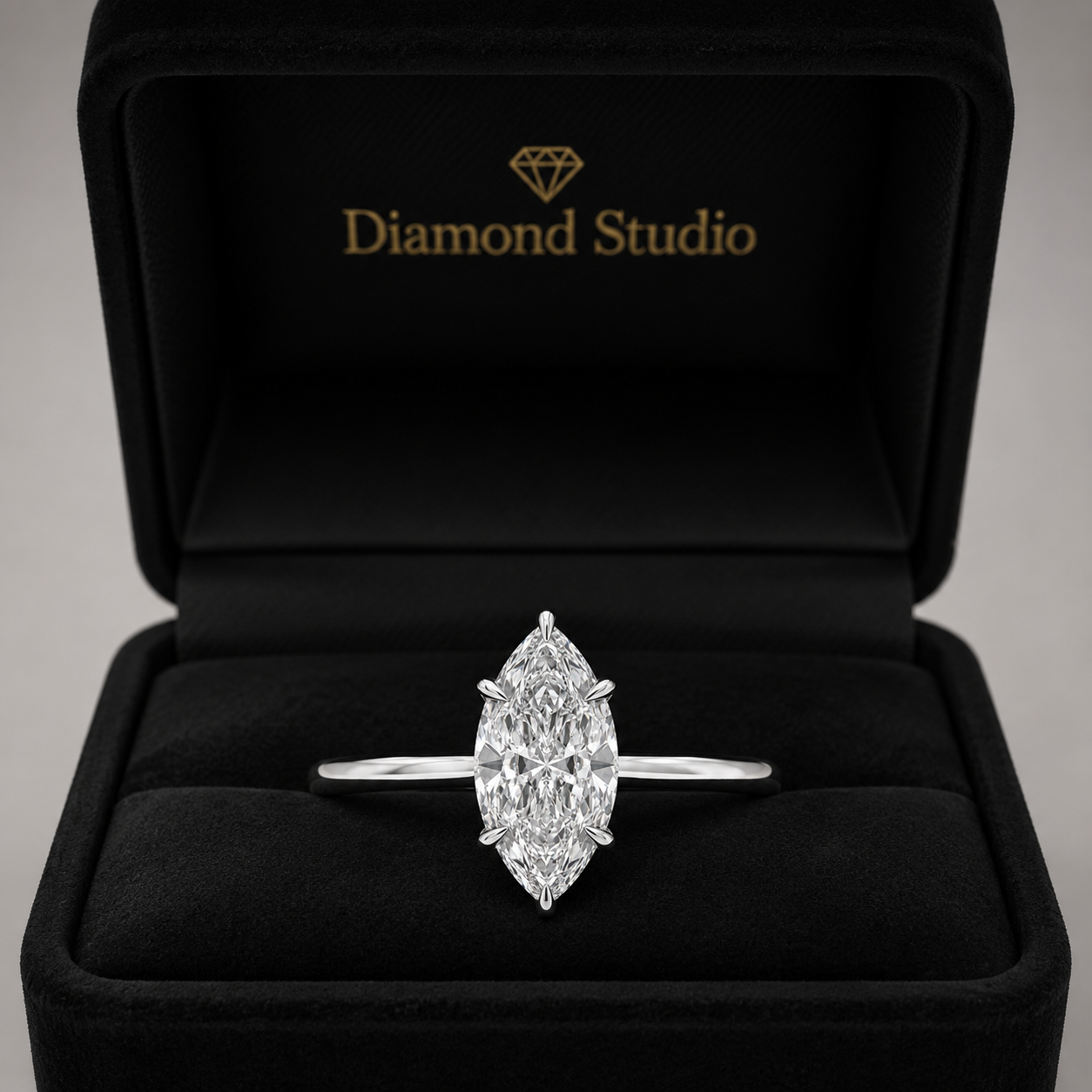 2.00 CT Marquise Cut Lab-Grown Diamond Hidden Halo Engagement Ring in 14K Yellow Gold – Solitaire Bridal Design