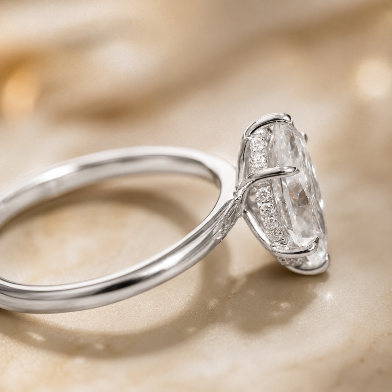 2.00 CT Marquise Cut Lab-Grown Diamond Hidden Halo Engagement Ring in 14K Yellow Gold – Solitaire Bridal Design