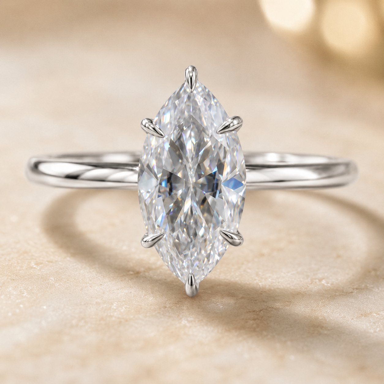 2.00 CT Marquise Cut Lab-Grown Diamond Hidden Halo Engagement Ring in 14K Yellow Gold – Solitaire Bridal Design