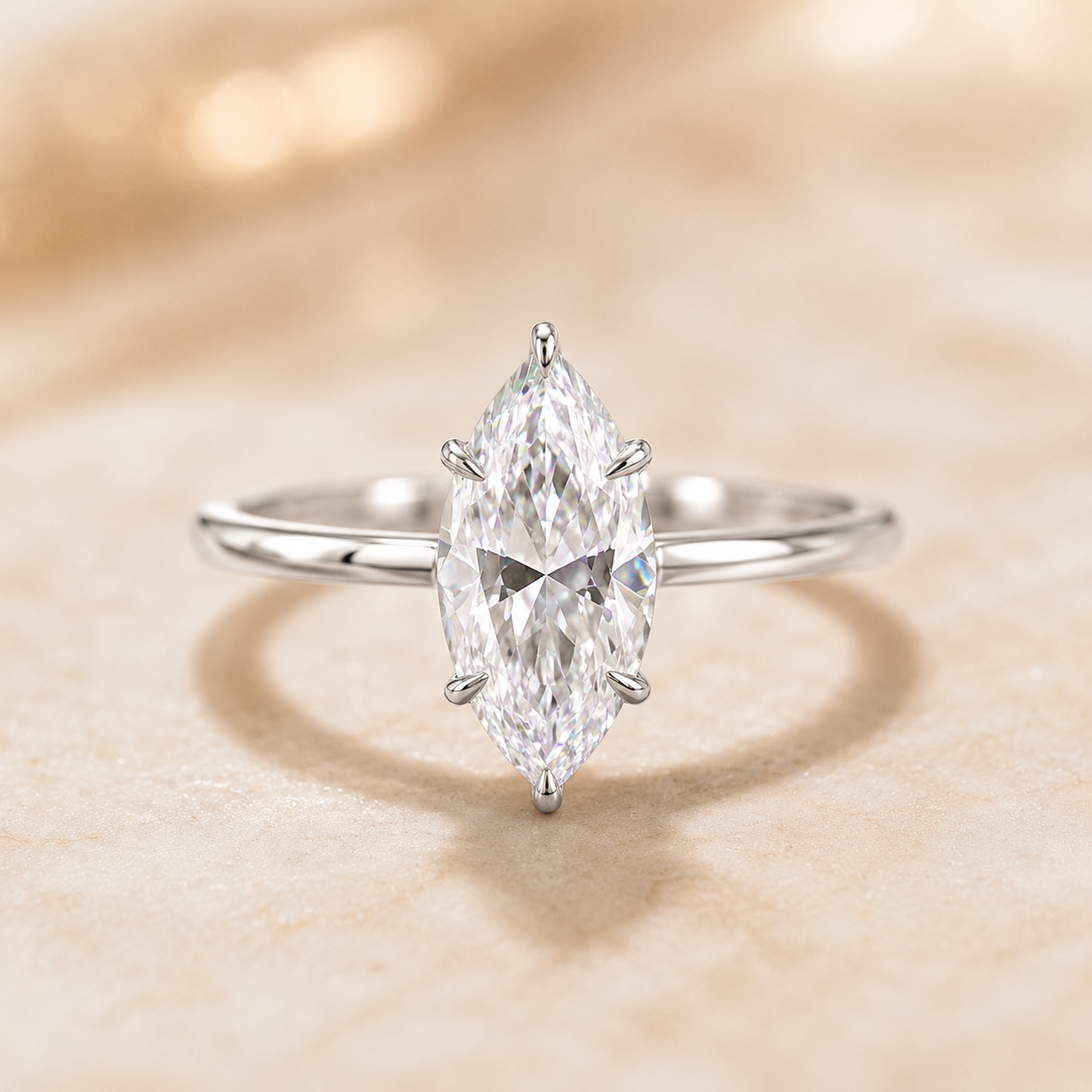 2.00 CT Marquise Cut Lab-Grown Diamond Hidden Halo Engagement Ring in 14K Yellow Gold – Solitaire Bridal Design