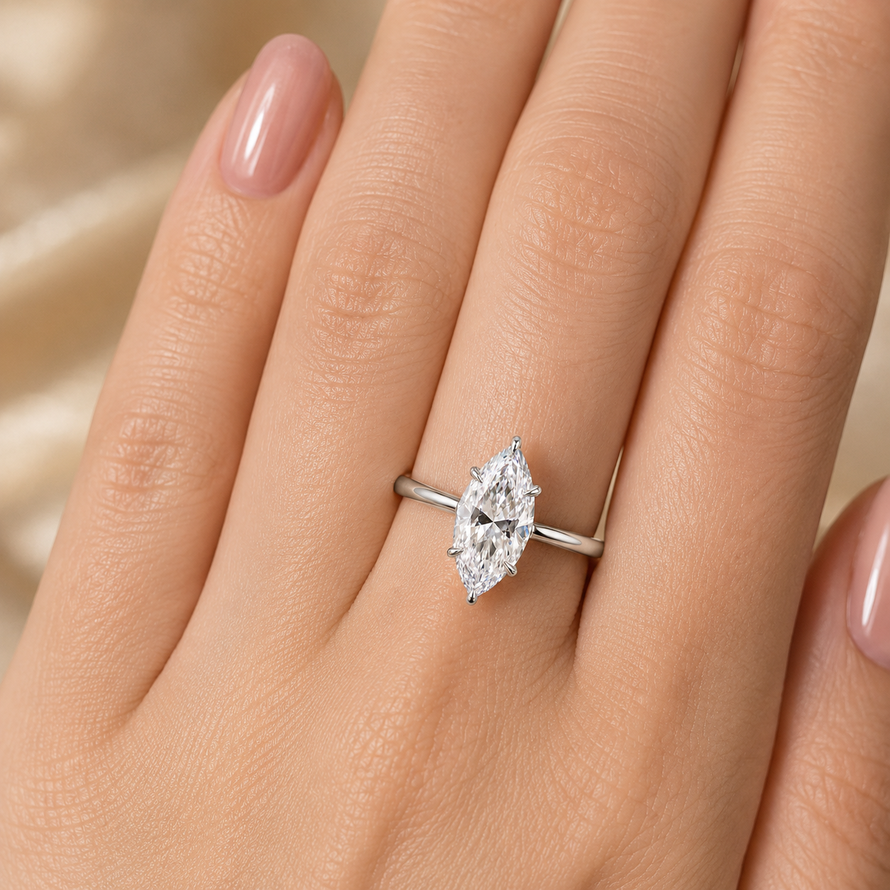 2.00 CT Marquise Cut Lab-Grown Diamond Hidden Halo Engagement Ring in 14K Yellow Gold – Solitaire Bridal Design