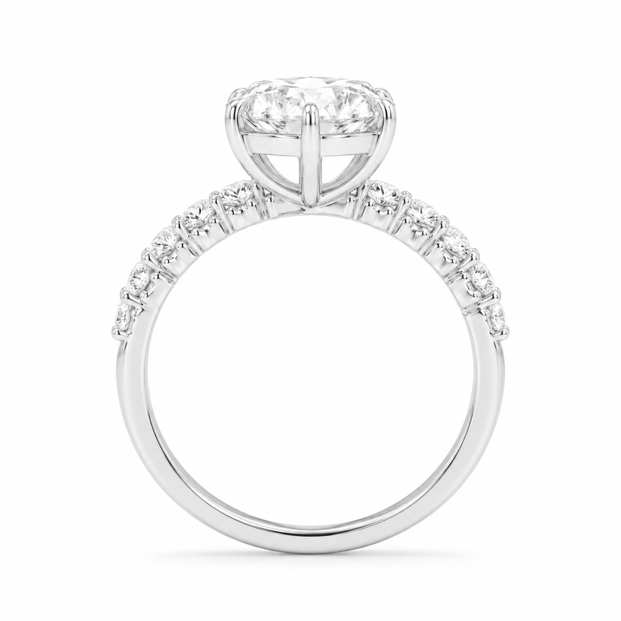 4.00 CT Dutch Marquise Lab-Grown Diamond Hidden Halo Engagement Ring in 14K White Gold – Rose Cut Side Stone Design