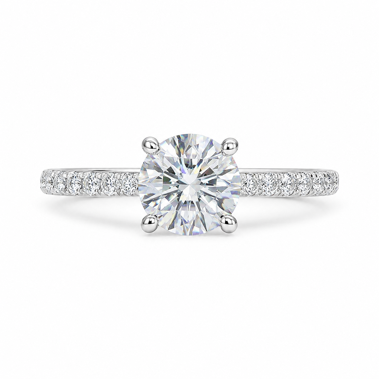 2.00 CT Round Brilliant Lab-Grown Diamond Hidden Halo Engagement Ring in 14K White Gold â€“ PavÃ© Set Wedding Design from Diamond Studio