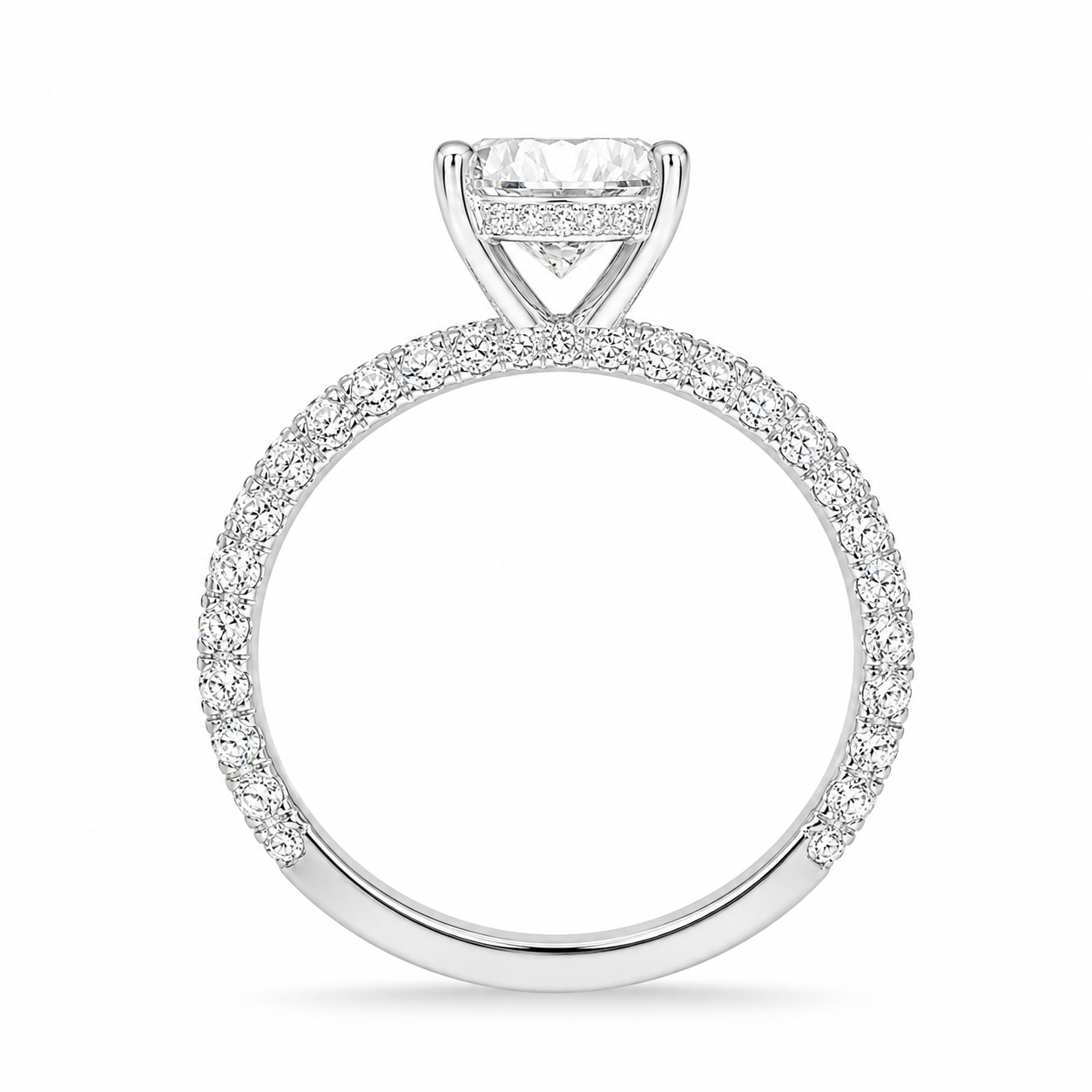 2.00 CT Round Brilliant Lab-Grown Diamond Hidden Halo Engagement Ring in 14K White Gold – Pavé Set Wedding Design