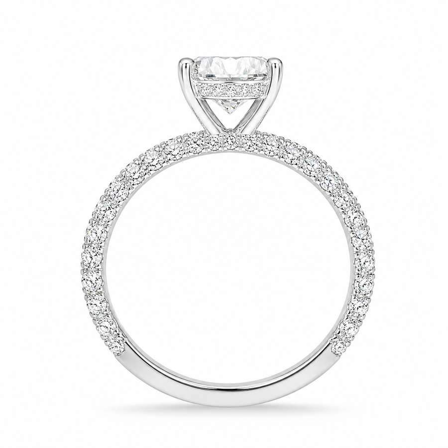 2.00 CT Round Brilliant Lab-Grown Diamond Hidden Halo Engagement Ring in 14K White Gold – Pavé Set Wedding Design
