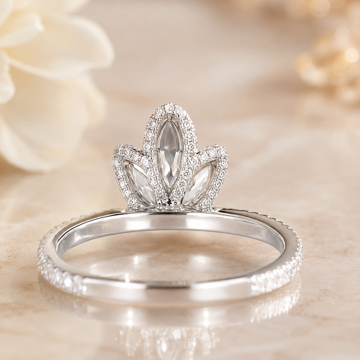 1.51 CT Pear Cut Lab-Grown Diamond Hidden Halo Engagement Ring in 14K White Gold – Timeless Anniversary Design