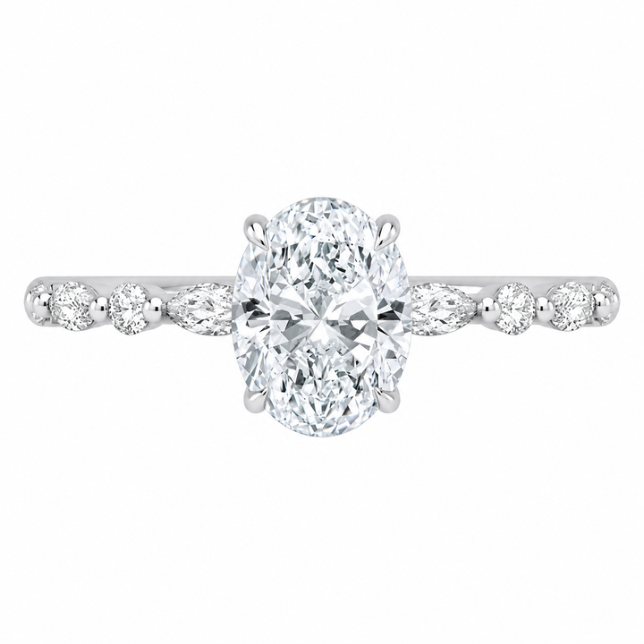2.50 CT Versailles Lab-Grown Diamond Hidden Halo Engagement Ring in 14K White Gold â€“ Luxury Cathedral Design from Diamond Studio