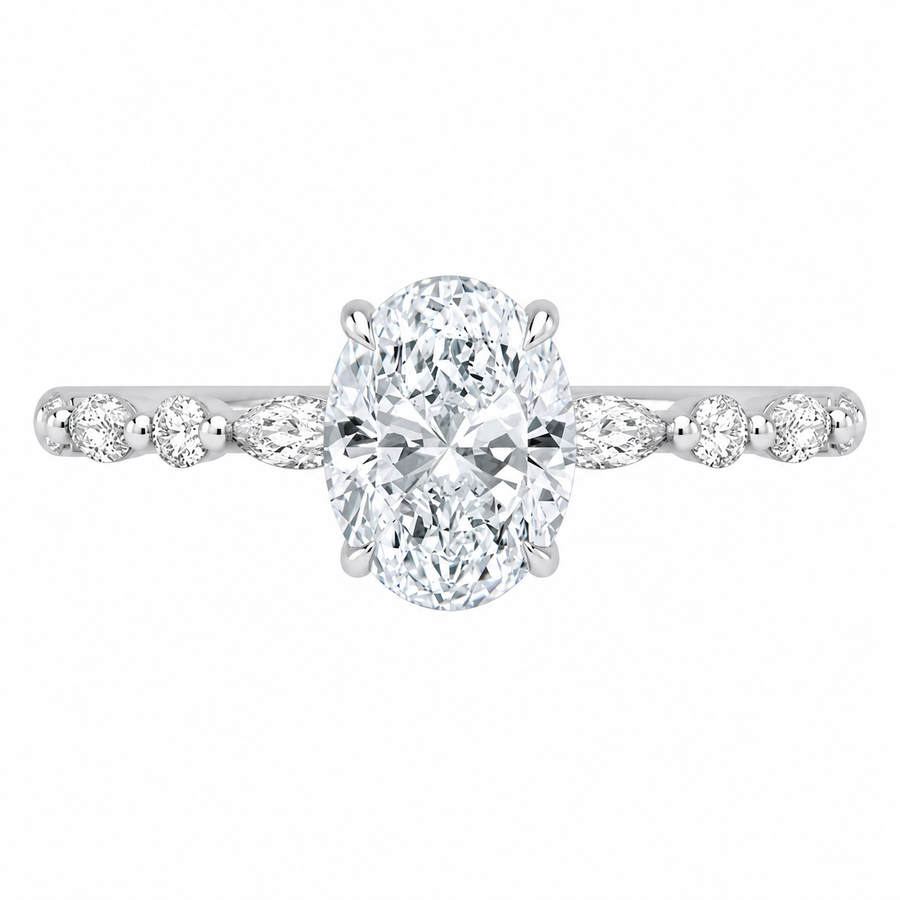 2.50 CT Versailles Lab-Grown Diamond Hidden Halo Engagement Ring in 14K White Gold – Luxury Cathedral Design