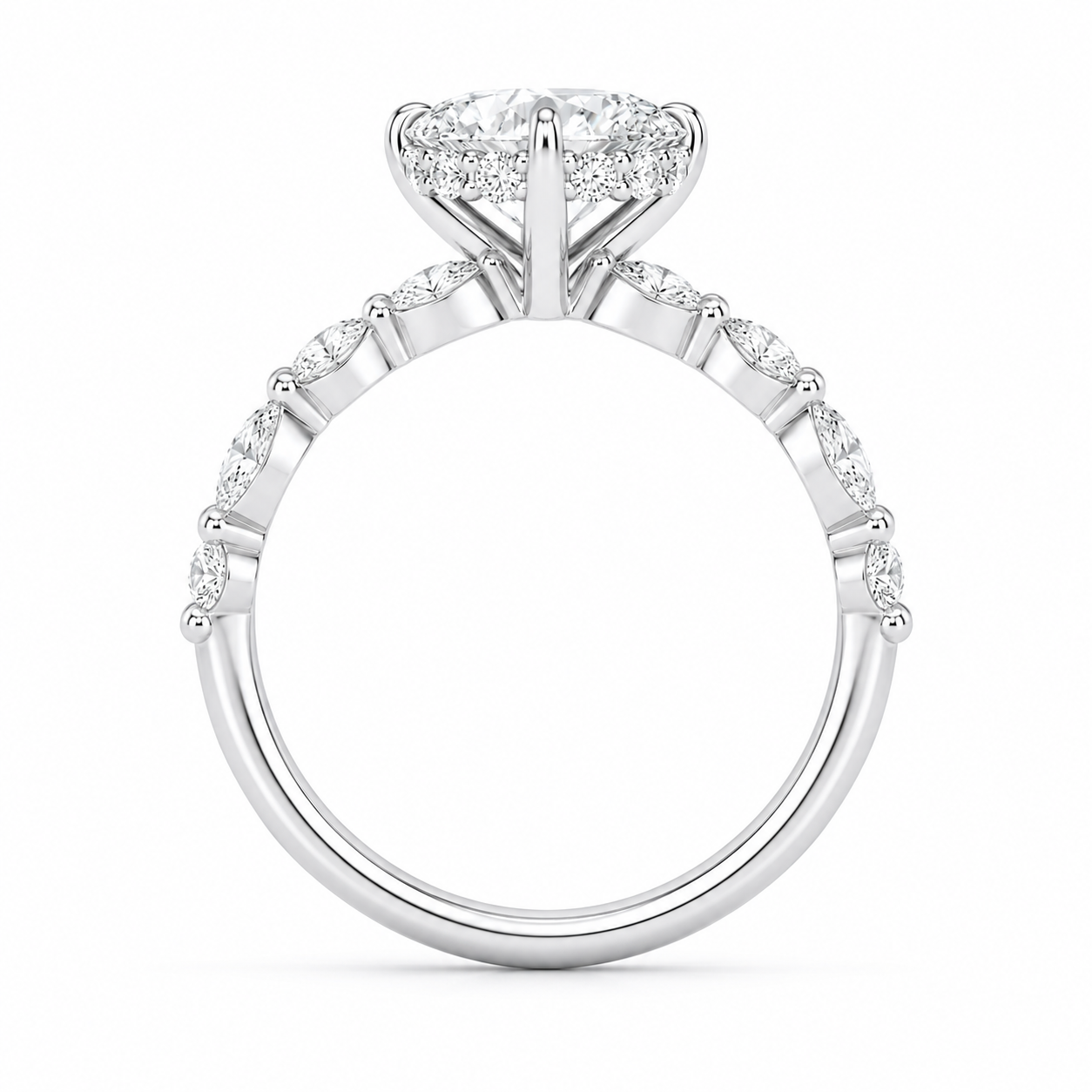 2.50 CT Versailles Lab-Grown Diamond Hidden Halo Engagement Ring in 14K White Gold – Luxury Cathedral Design