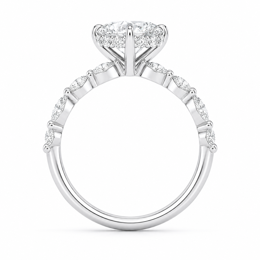 2.50 CT Versailles Lab-Grown Diamond Hidden Halo Engagement Ring in 14K White Gold – Luxury Cathedral Design
