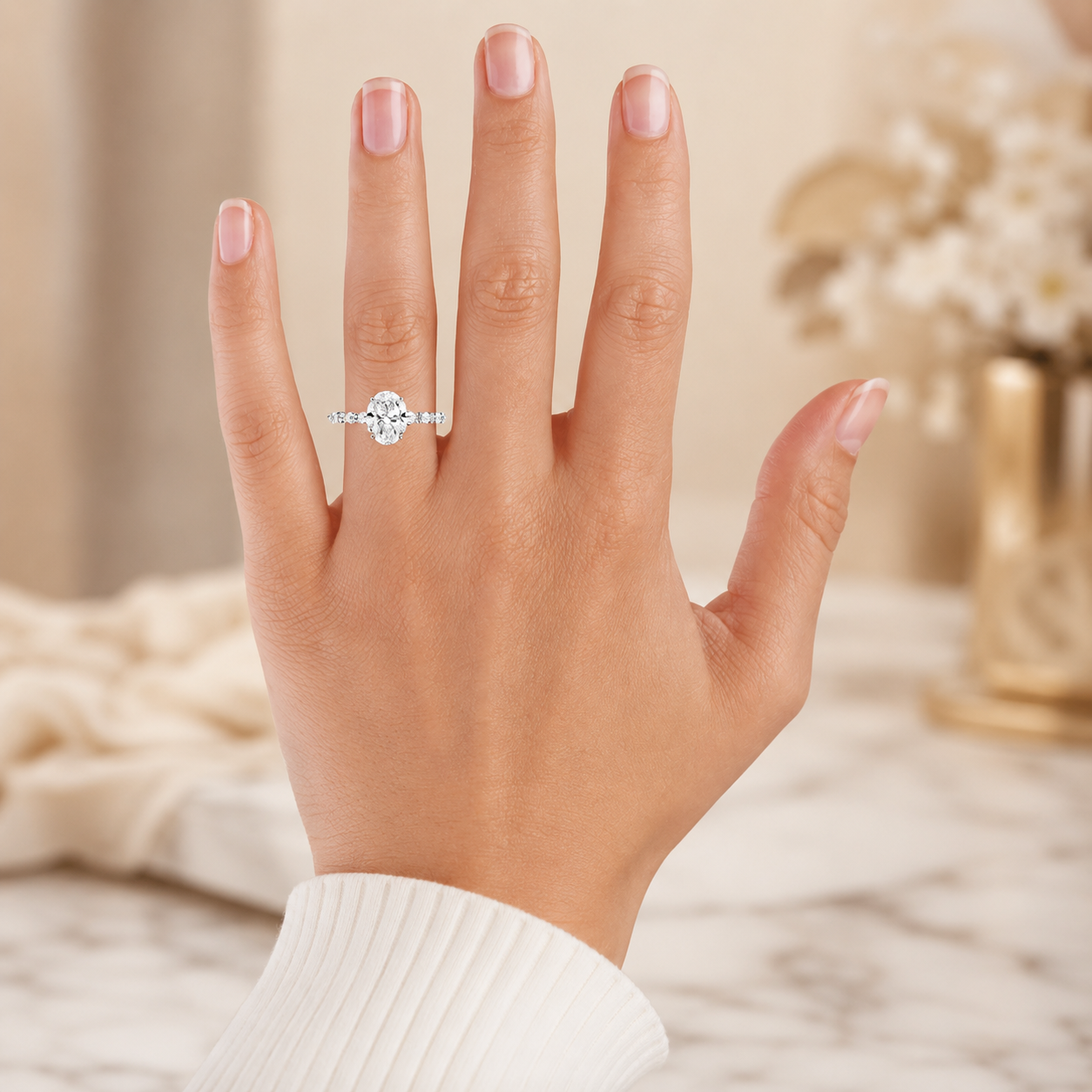 2.50 CT Versailles Lab-Grown Diamond Hidden Halo Engagement Ring in 14K White Gold – Luxury Cathedral Design