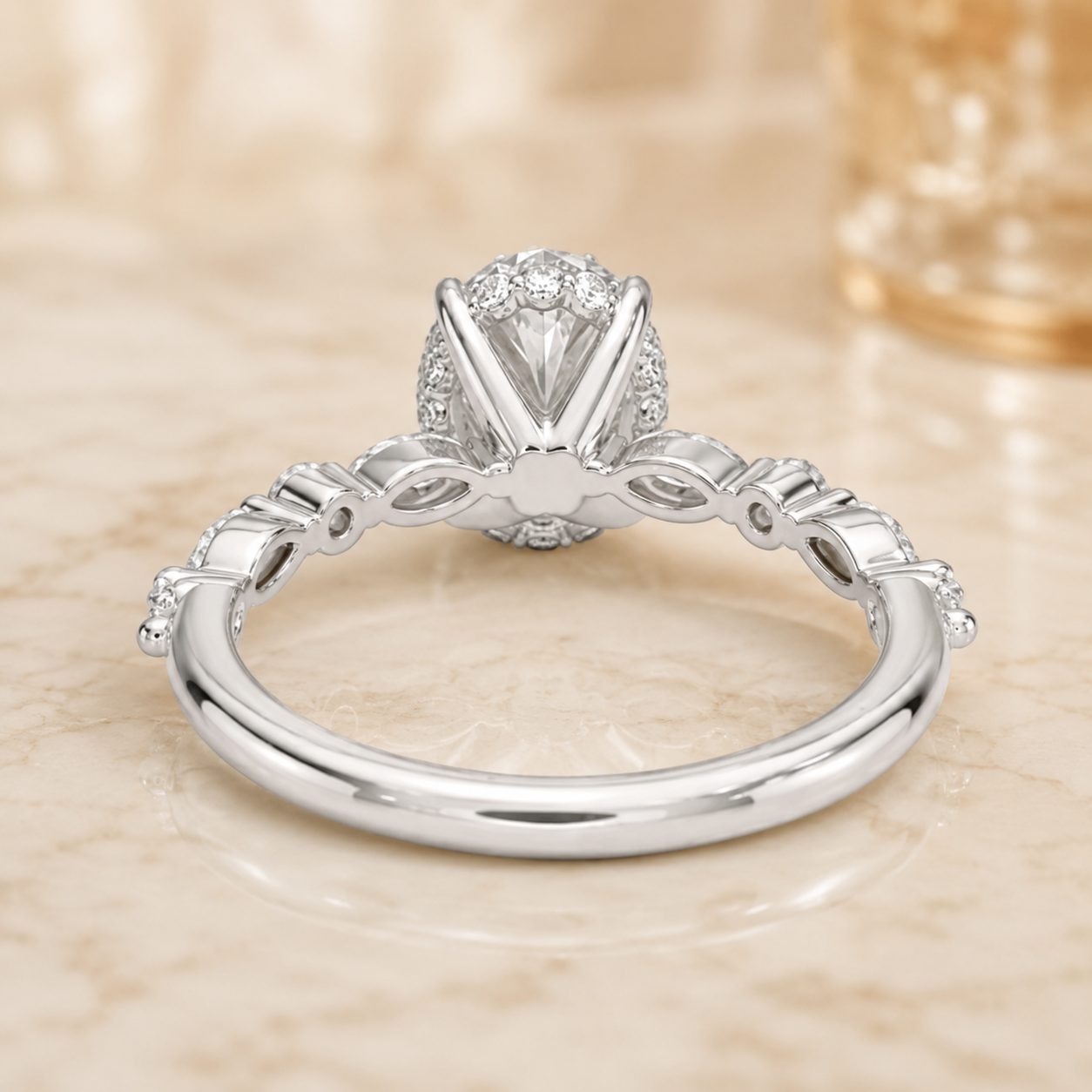 2.50 CT Versailles Lab-Grown Diamond Hidden Halo Engagement Ring in 14K White Gold – Luxury Cathedral Design