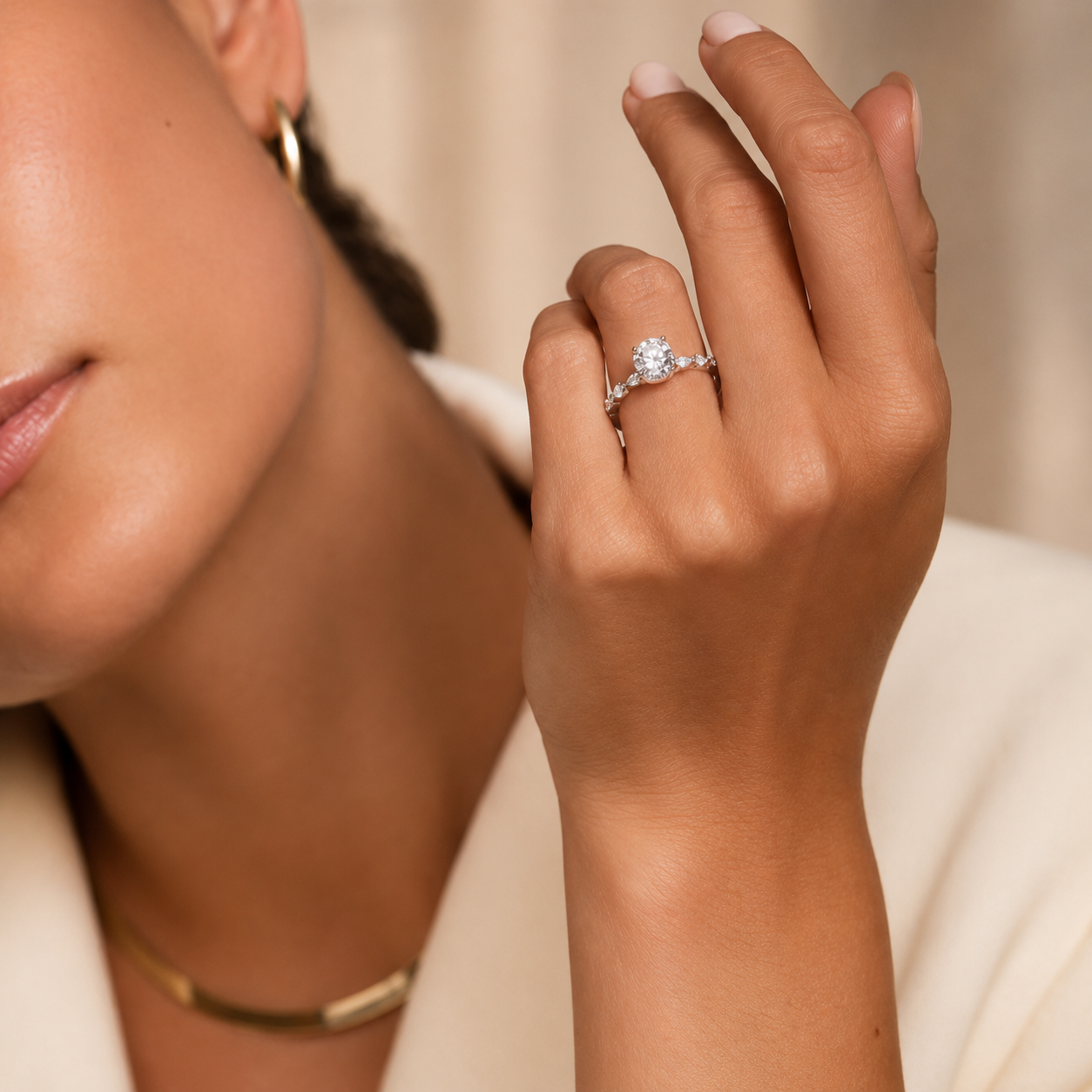 2.50 CT Versailles Lab-Grown Diamond Hidden Halo Engagement Ring in 14K White Gold – Luxury Cathedral Design