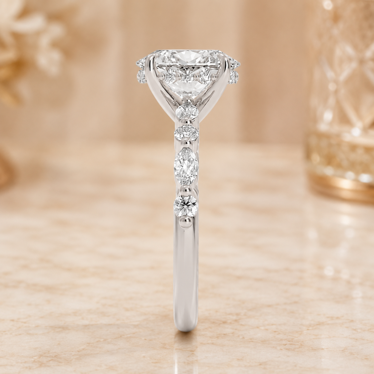 2.50 CT Versailles Lab-Grown Diamond Hidden Halo Engagement Ring in 14K White Gold – Luxury Cathedral Design