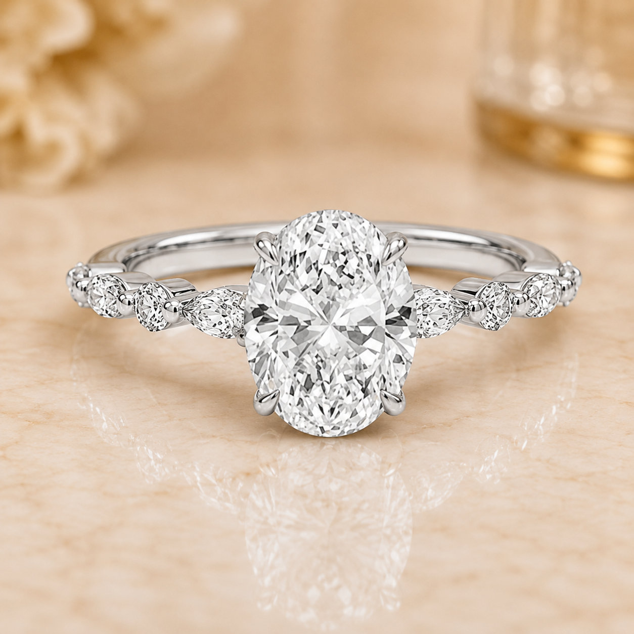 2.50 CT Versailles Lab-Grown Diamond Hidden Halo Engagement Ring in 14K White Gold – Luxury Cathedral Design