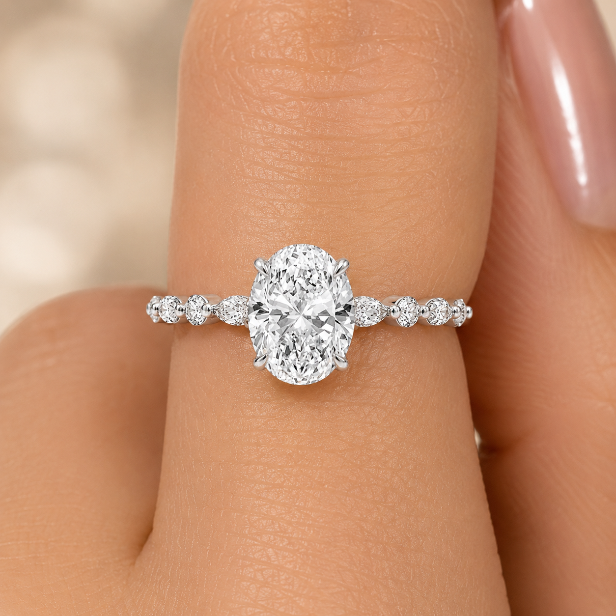 2.50 CT Versailles Lab-Grown Diamond Hidden Halo Engagement Ring in 14K White Gold – Luxury Cathedral Design